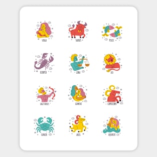 Horoscope Zodiac Signs Vector Illustrations Magnet